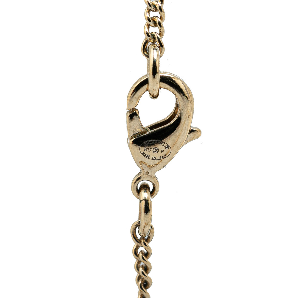 Pre-Loved Chanel Gold Plated CC Faux Pearl Pendant Necklace - Picture 2 of 5